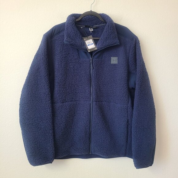Under Armour UA Legacy Sherpa Full Zip Jacket 1357474-409 SIze XL Navy Blue